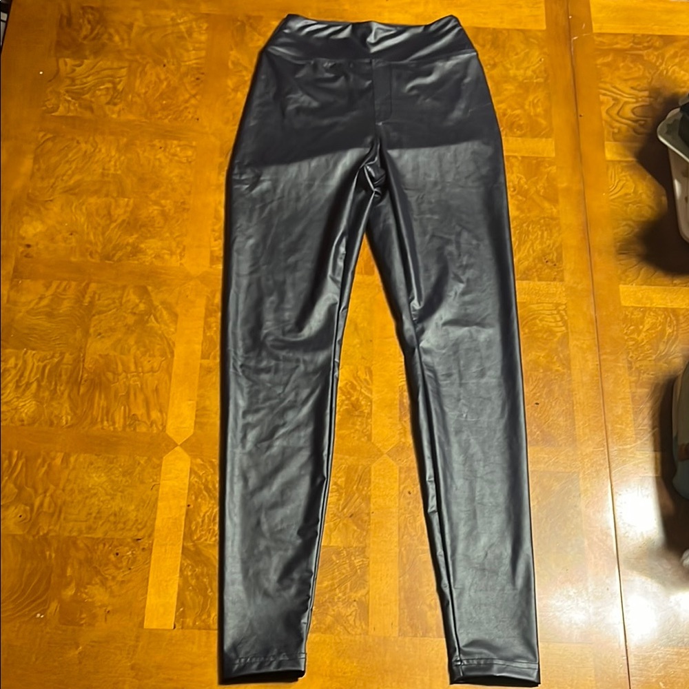 Offline By Aerie Navy Blue High Waisted Faux Leather Leggings